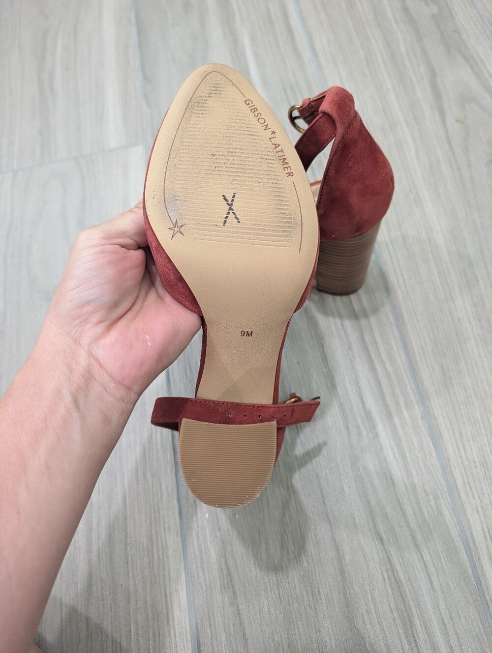 Gibson Latimer Rusty Red Suede Block Heels Size 9 - Picture 6 of 7